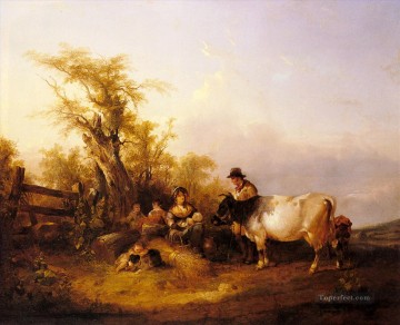 シェイアー・シニア・ウィリアム Painting - マーケットへの道の田園風景 ウィリアム・シェイアー・シニア
